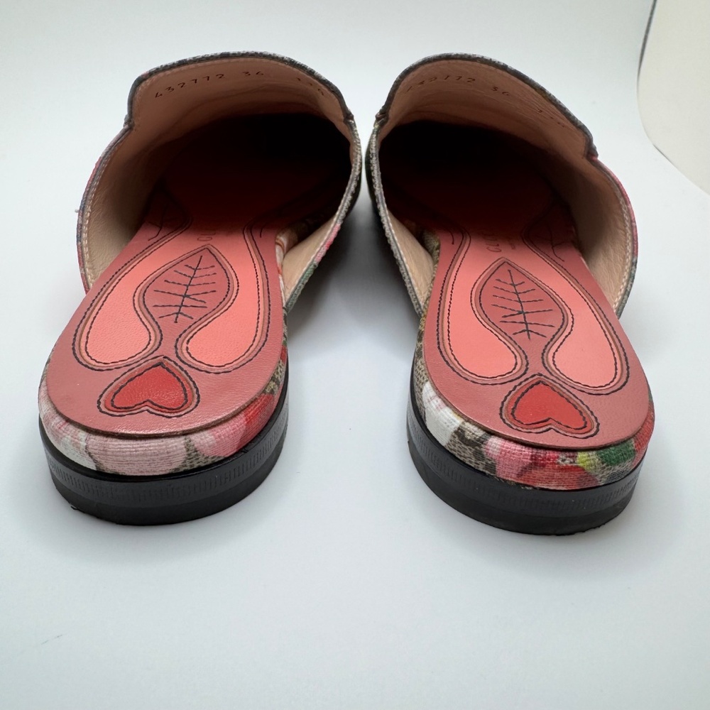Gucci Princetown Mokassins Floral Mules GG Supreme Bloom Canvas Multicolor W 36 - Picture 9 of 16